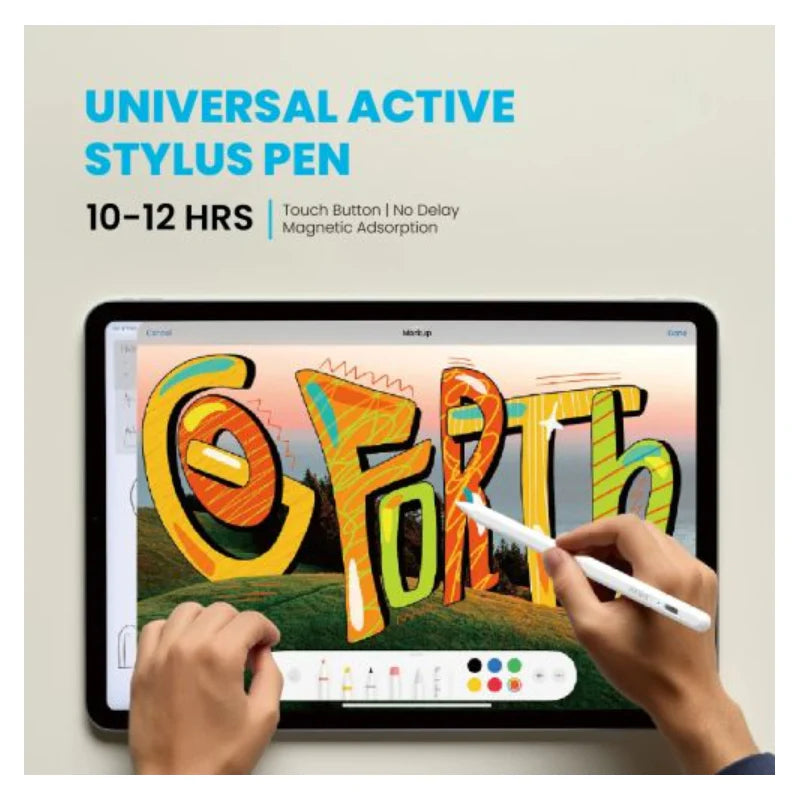 Pawa Universal Active Pen - 130mAh / White - قلم الكتروني - لجميع انواع الاجهزة - كفالة 12 شهر