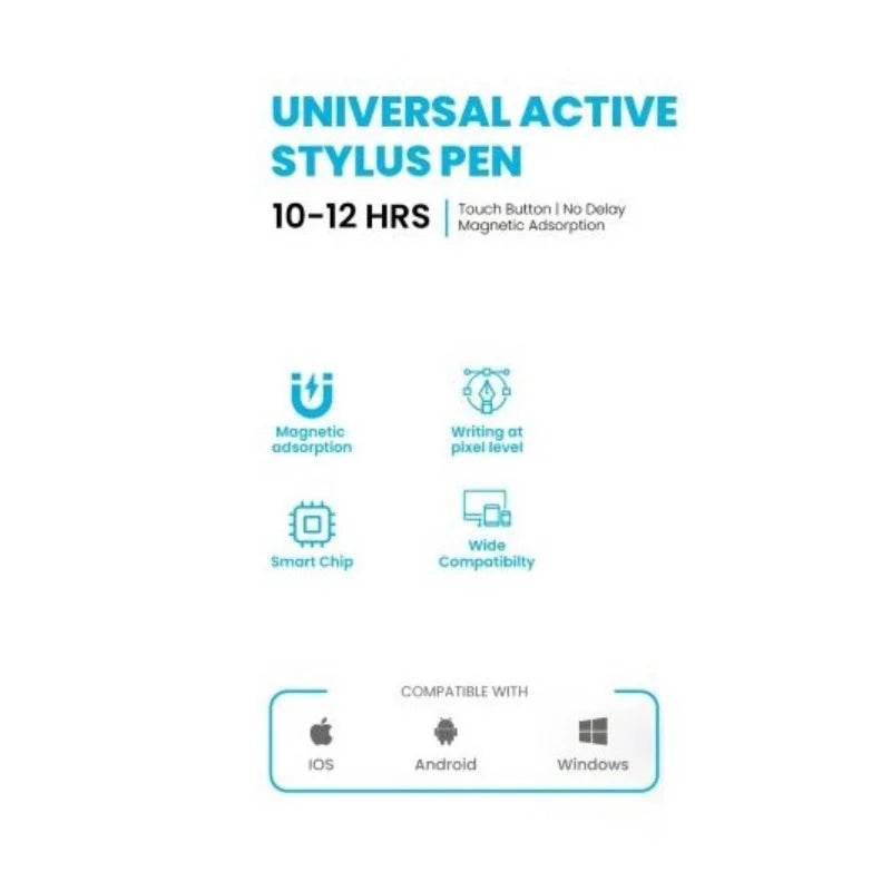 Pawa Universal Active Pen - 130mAh / White - قلم الكتروني - لجميع انواع الاجهزة - كفالة 12 شهر