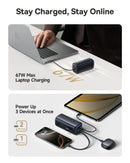 Baseus EnerGeek GX11 MiFi Power Bank 20000mAh 67W - Cosmic Black [D] بطارية متنقلة - بيسوس - سعة 20000 + واي فاي فور جي - شاشة رقميه - قوة 67 واط - كفالة 24 شهر