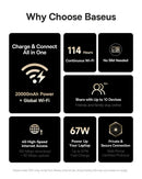 Baseus EnerGeek GX11 MiFi Power Bank 20000mAh 67W - Cosmic Black [D] بطارية متنقلة - بيسوس - سعة 20000 + واي فاي فور جي - شاشة رقميه - قوة 67 واط - كفالة 24 شهر