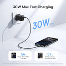 Baseus EnerFill FN11 Fast Charger 2U+C 30W - Cosmic Black [D] - شاحن حائط  - قوة 30 واط - بيسوس - فتحة للشحن السريع - فتحتين تايب سي