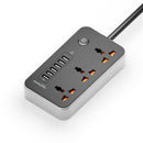 Porodo Blue Multi-Port Power Hub Ultimate Home & Office Kit 2M -Black [O] - موزع شاحن حائط - 3 فتحات للكهرباء - 5 فتحات يو اس بي - كفالة 12 شهر