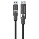 Powerology Vion 4-In-1.20M Charging & Data Transfer Cable 240W - Black [O] - سلك شحن 240 واط - 4 في 1 - من يو اس بي + تايب سي - الى تايب سي - طول 1.20 متر - باور لوجي