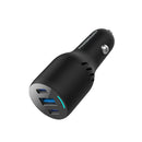 Powerology PD65W + PD20W + QC18W LED Triple Ports Car Charger - Black - شاحن سيارة - 3 منافذ للشحن السريع - قوة 85 واط - 2 منفذين تايب سي - 1 منفذ يو اس بي - كفالة 24 شهر