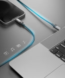 Porodo Braided 100W PD C to C+L Fast Charging cable with Magnetic Head 1.2M -  سلك شحن - بورودو - 2 في 1 - تايب سي الي  تايب سي + ايفون - طول 1 متر - قوة 100 واط - كفالة 12 شهر