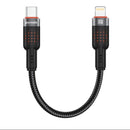 Porodo Braided Cable USB-C to Lightning Tie 25cm - Black - سلك شحن - بورودو - تايب سي الي ايفون - طول 25 سم - كفالة 24 شهر