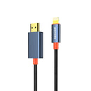Porodo Woven Cable Lightning to HDMI - Black - وصلة تلفزيون لاجهزة الايفون - من الجهاز الى التلفزيون مباشرة