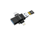 Porodo 4-in-1 OTG Adapter, TF Card Reader - Black - وصلة - لنقل البيانات - 4 في 1 - متعددة الاستخدام