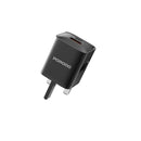 Porodo Dual port Wall Charger UK - Black - شاحن حائط - قوة 20 واط - 2 فتحتين للشحن السريع - 1 تايب سي بي دي - 1 يو اس بي  - كفالة 12 شهر