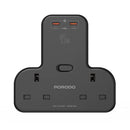 Porodo Multi-Port Wall Socket - 45W - Black - موزع بلاك حائط شحن - 2 فتحتين كهرباء - 2 فتحتين لشحن ذكي وسريع - قوة 45 واط - كفالة 24 شهر