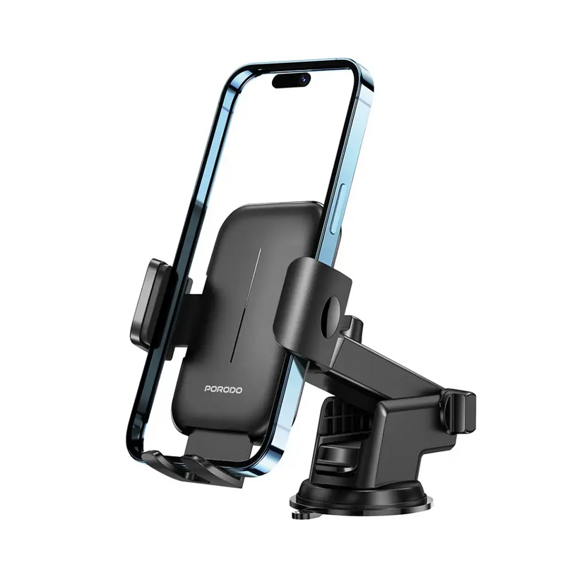 Porodo Adjustable Clamps Dash & Windshield Mount - Black - ستاند سيارة مناسب لجميع انواع الاجهزة - بورودو