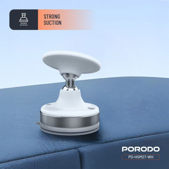 Porodo Vacuseal Vacuum  Suction Magnetic Phone  Mount - White [O] - ستاند سيارة مناسب لجميع انواع الاجهزة - شفط بدون شحن - بورودو