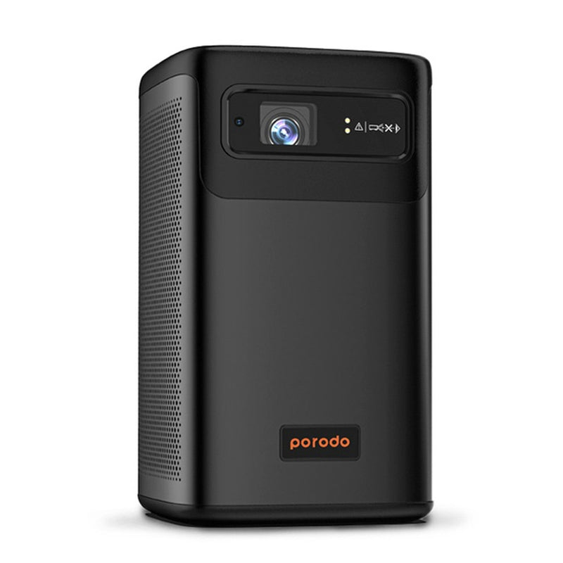 Porodo Protable DLP Projector Wireless Mirroring for IOS And Android - Black [O] - بروجكتور متنقل - بورودو - بطارية تدوم حتى 3 ساعات + ستاند + محفظة - كفالة 24 شهر