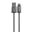 Porodo Woven 2.4A USB A to Lightning Cable 1.2M - Black - - سلك شحن - برودو - يو اس بي ايفون - كفالة 12 شهر