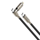 Porodo 2-In-1 100W Braided Cable - Black [O] - سلك شحن - بورودو - 2 في 1 - تايب سي الي  تايب سي + ايفون - طول 1 متر - قوة 100 واط - كفالة 12 شهر