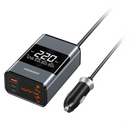 Porodo Universal AC Car Power Inverter 200W - Gray [O] - شاحن ولاعة - برودو  - 2 منفذين تايب سي + منفذ كهرباء + منفذ يو اس بي - قوة 200 واط - كفالة 24 شهر