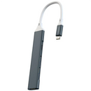 Porodo Aluminum Multi-Port USB-C Hub with 5Gbps Data Transfer - Gray [O] - وصلة تايب سي - لنقل البيانات - لاجهزة الايباد برو والماك بوك والايفون - متعددة الاستخدام - كفالة 24 شهر