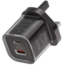 Porodo Tezclarte Quick Wall Charger 30W Dual-Port Fast Charging  - Black - بلاك شاحن حائط - فتحتين للشحن 30 واط - بورودو - كفالة 24 شهر