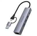 Porodo 5-IN-1 Multi-Port Hub PD Charging & 5Gbps Transfer Rate - Gray [O] - وصلة تايب سي + يو اس بي - 5 في 1 -لنقل البيانات - لاجهزة الايباد برو والماك بوك والايفون والاب توب - متعددة الاستخدام - كفالة 24 شهر