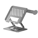 Porodo Foldable 360° Dual-Use Laptop Stand with MagSafe Phone Holder - Gray [O] - ستاند مكتبي لاب توب / ايباد/ ايفون ماغ سيف - بورودو  - دوران 360 درجة - امكانية تغيير الارتفاعات والاتجاهات