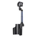 Porodo Kairo 2-in-1 Car Cup Holder & Phone Mount with Magnetic & Clamp Holder Interchangeable Heads – Black - ستاند سيارة - القاعدة مكان الكوب + حامل كوب - دوران 360 درجة - مغناطيسي ومسكة - ذراع طويل