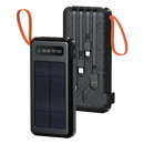 Porodo Piano Solar 10000mAh Power Bank with Integrated Cables-Black - بطارية متنقلة - بورودو - سعة 10000 - سلك شاحن أيفون + تايب سي + مايكرو - 1 منفذ تايب سي - 1 منفذ يو اس بي - شاشة رقمية - كفالة 24 شهر