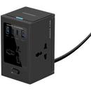 Porodo Universal GaN Multi-Port Cube Adapter with 4 AC Sockets - Black [O] - موزع شحن  - 4 منافذ للشحن السريع - 4 منافذ للكهرباء - كيبل طول 2 متر - قوة 30 واط - كفالة 24 شهر