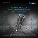 Pawa Aluminum Alloy Car Charger 52.5W With Ambient Light - Black - شاحن سيارة - منفذ تايب سي + منفذ للشحن السريع - قوة 52.5 واط - كفالة 12 شهر