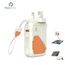 Phone Planet 10 IN 1 Magnetic Power Bank 10000mAh with Built-In Phone Stand White [H] - شاحن حاط - 3 منافذ للشحن الذكي والسريع + شحن ماغ سيف سرعه 15 واط + استاند + سلك شحن  تايب سي  ايفون - كفالة 24 شهر