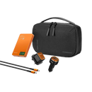Powerology Nirvano 5-In-1 Power Travel Kit - Black/Orange - حقيبة السفر - 5 في 1 - حقيبة + بطارية متنقلة + شاحن حائط + شاحن سيارة + سلك شحن تايب سي - كفالة 12 شهر