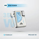 Powerology 10000mAh Wall Charger Magsafe 15W Power Bank 35W with C-C cable White - شاحن حائط دولي -  2 في 1 - باور بانك سعة 10000 + سلك شحن تايب سي - شاشه رقمية - كفالة 24 شهر