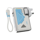 Powerology 10000mAh Wall Charger Magsafe 15W Power Bank 35W with C-C cable White - شاحن حائط دولي -  2 في 1 - باور بانك سعة 10000 + سلك شحن تايب سي - شاشه رقمية - كفالة 24 شهر