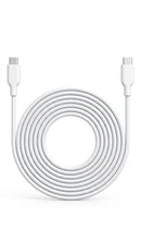 Energix Q8 Cable Lite -  USB C to C White 3M made in Kuwait [W] - سلك شحن - تايب سي الي  تايب سي - طول 3متر - كفالة 24 شهر