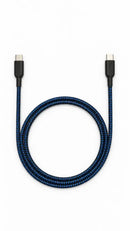Energix Q8 Cable -  USB C to C Cyber Blue 1M made in Kuwait [W] - سلك شحن - تايب سي الي  تايب سي - طول 1 متر - كفالة 24 شهر