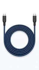 Energix Q8 Cable - USB C to C Cyber Blue 3M made in Kuwait [W] - سلك شحن - تايب سي الي  تايب سي - طول 3 متر - كفالة 24 شهر