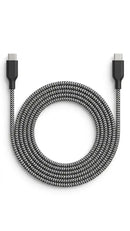 Energix Q8 Cable - USB C to C Quicksilver 2M + USB C to USB A Converter made in Kuwait [W] - سلك شحن - تايب سي الي  تايب سي - طول 2 متر - كفالة 24 شهر