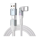 Statik PowerPivot Pro 100w Nylon Braided C-C Cable 3M (White) [C] سلك شحن - 3 في 1 - من يو اس بي + تايب سي - الى تايب سي + ايفون - طول 3 متر