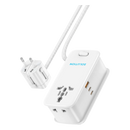 Powerology Solution 30W gaN Universal Multi-Port Charger – White [O] - بلاك حائط شحن دولي -فتحتبن تايب سي - فتحة للشحن السريع - قوة 30واط - كفالة 24 شهر