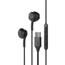 Powerology Wired Type C Semi In Ear Earphone with Mic - Black - سماعة اذن - مع مايكروفون - تايب سي - كفالة 24 شهر