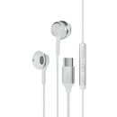 Powerology Wired Type C Semi In Ear Earphone with Mic - White - سماعة اذن - مع مايكروفون - تايب سي - كفالة 24 شهر