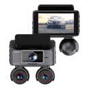Powerology Sentra Dash Camera with 3 Lenses and Rear Camera - Black [O] - كاميرا سيارة من باورولوجي بجودة 2 ك -  3 في 1 - كفالة 12 شهر