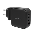 Powerology 100W Triple PD + 1 QC3.0 World Travel Kit - بلاك حائط شحن دولي - 4 فتحات للشحن - 3 فتحات تايب سي +1 فتحة يو اس بي - قوة 100 واط - كفالة 24 شهر