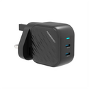 Powerology GaN Ultimate Dual PD Charger 45W - Black - شاحن حائط - باورولوجي - قوة 45 واط - منفذين للشحن السريع تايب سي - ومنفذ للشحن الذكي - كفالة 24 شهر
