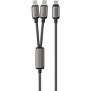 Powerology Zinco Series 2-In-1 Dual USB-C Cable - Dark Gray - سلك شحن 120 واط - 2 في 1 - من يو اس بي + تايب سي - الى تايب سي - طول 1.20 متر - باور لوجي
