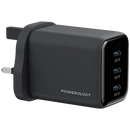 Powerology Volt-X 100W Multi-Port Gan Wall Charger [O] - شاحن حائط تايب سي - 3 فتحات للشحن السريع - باورولوجي - قوة 100 واط - كفالة 12 شهر