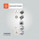 Porodo 150+ Countries Universal AC Adapters - White - محول حائط دولي - متعدد + فتحة كهرباء  مناسبه لجميع الدول - كفالة 12 شهر