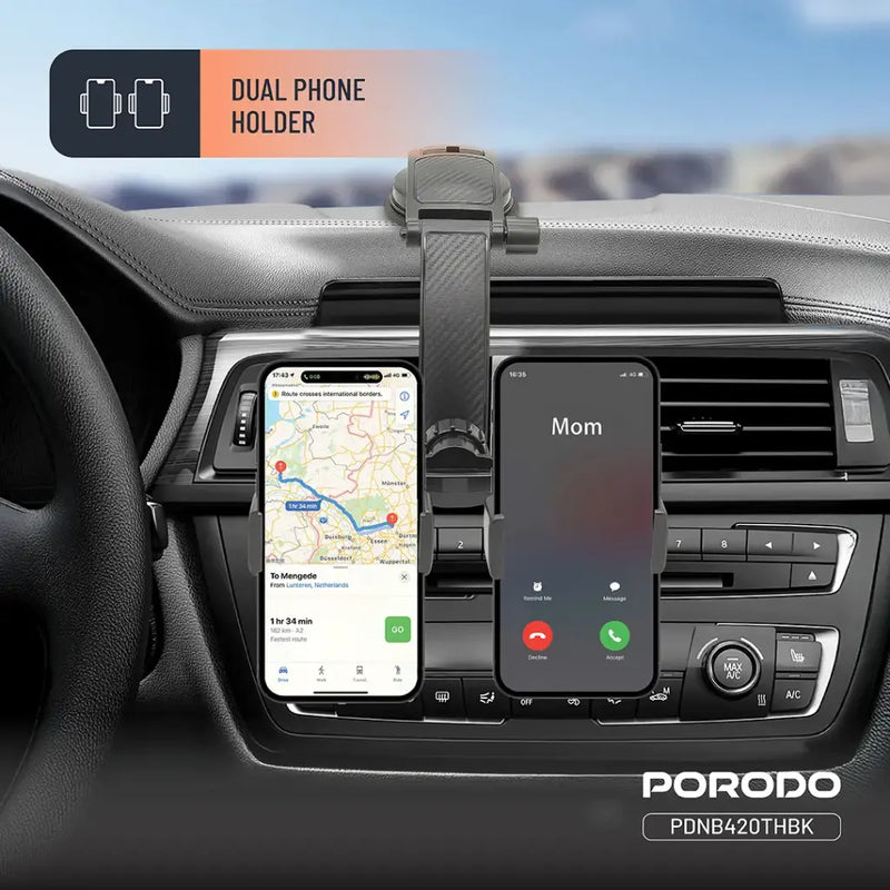 Porodo 360° Rotatable Car Phone Holder - Black[O]- ستاند سيارة مناسب لجميع انواع الاجهزة - قاعدة لزق  - بورودو