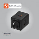 Porodo 4 AC Universal Power Block - Black  - بلاك حائط شحن - بورودو - 1 منفذ تايب سي - 1 منفذ تايب سي - 4 منافذ كهرباء - قوة 20 واط - كفالة 24 شهر