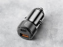 Porodo 50W Dual Port Car Charger PD 20W QC 30W with C to Lightning Cable - Black - شاحن ولاعة مع كيبل تايب سي  ايفون - برودو  - اسود - كفالة 12 شهر