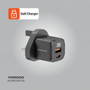 Porodo 6 Essentials in 1 Ultimate Combo - Black - حقيبة السفر - 6 في 1 - حقيبة + بطاريه سعة 20000 مللي امبير + بطاريه سعة 10000 مللي امبير - شاحن حائط قوة 20 واط + سلك شحن 4 في 1 طول 1.2 متر - كفالة 24 شهر